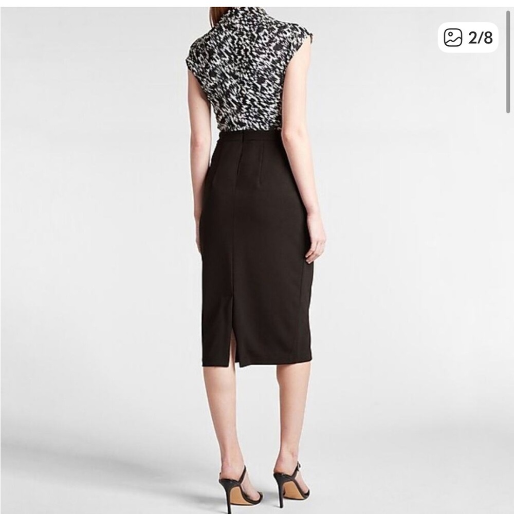 Express Black Midi Dress with Draped Neck